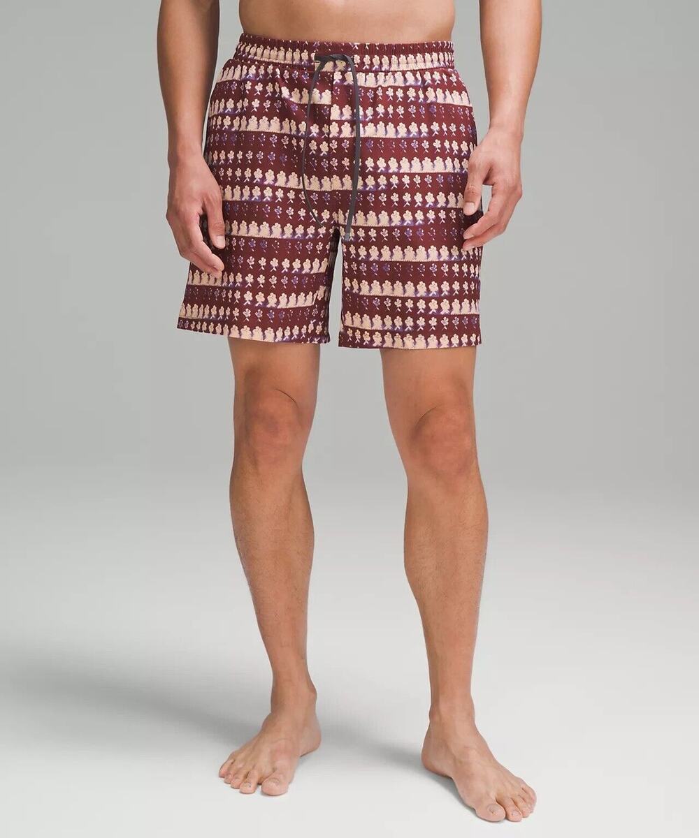 NWT Lululemon Pool Swim Trunk Shorts 7" Island Bloom Date Brown IBDB Size M $78